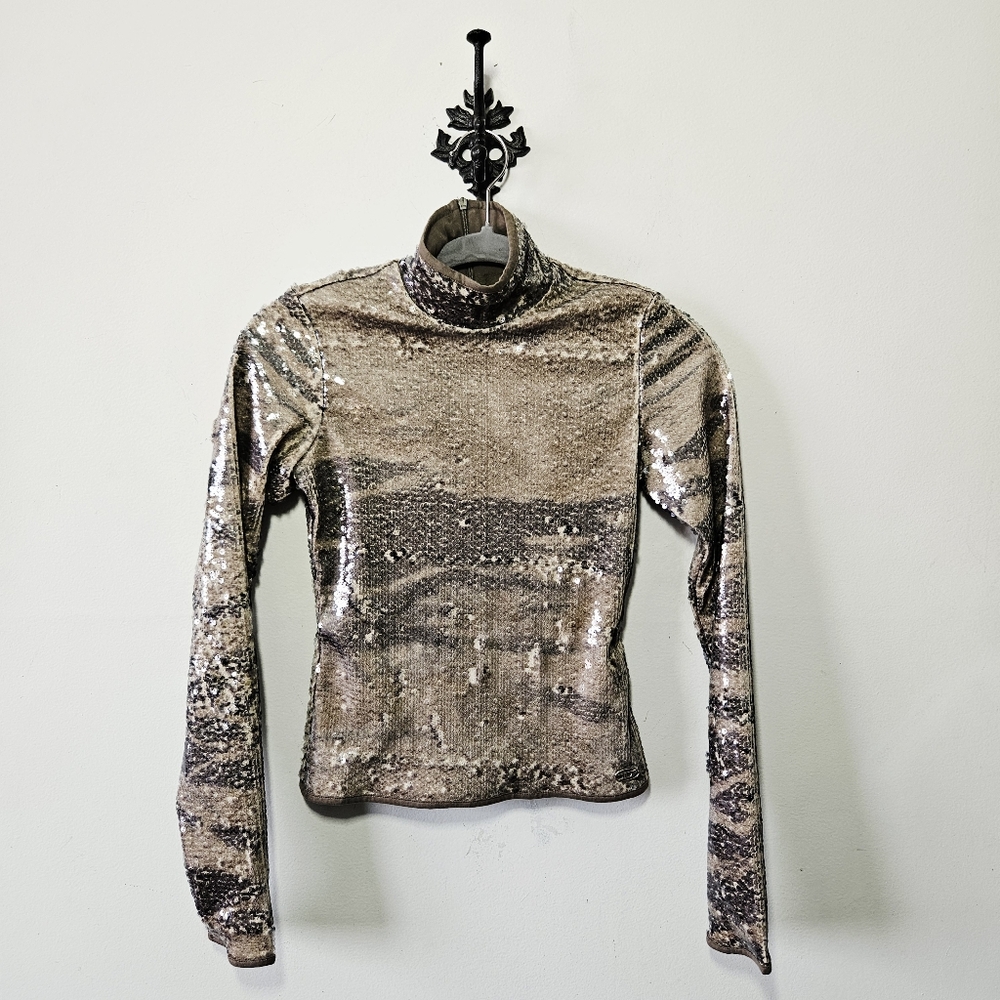 Diesel Gold Sequin Turtleneck Top - Picture 4 of 8
